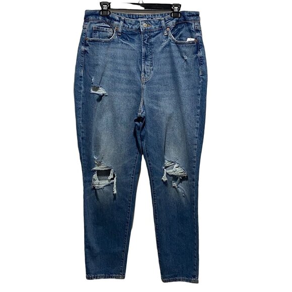 NWT Old Navy Higher High-Waisted O.G. Straight Ripped Jeans Women's Size 14 - Picture 1 of 6